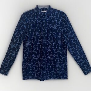 Givenchy Star Patterned Blue Longsleeve Button Down Shirt Size 41 (Large)